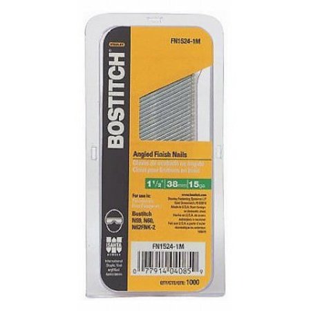 BOSTITCH Collated Finishing Nail, 1-1/2 in L, 15 ga, Coated FN1524-1M